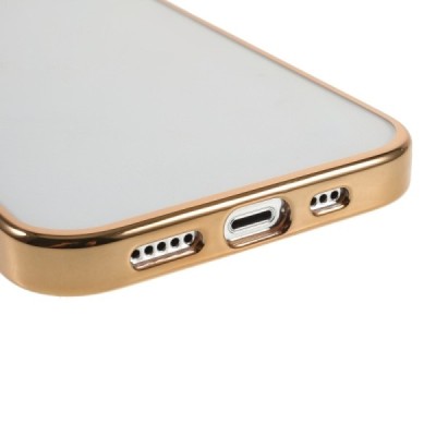 Apple iPhone 13 „X-Level“ Glitter Case TPU silikoninis skaidrus permatomas plonas dėklas su auksiniu rėmeliu | Priedai.lt