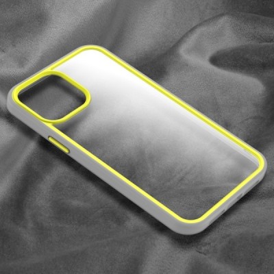 Apple iPhone 13 Pro „X-Level“ Colorful silikoninis skaidrus permatomas dėklas su geltonu rėmeliu | Priedai.lt
