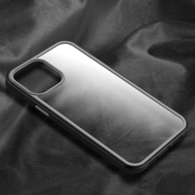 Apple iPhone 13 „X-Level“ Colorful silikoninis skaidrus permatomas dėklas su pilku rėmeliu | Priedai.lt