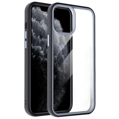 Apple iPhone 13 „X-Level“ Colorful silikoninis skaidrus permatomas dėklas su pilku rėmeliu | Priedai.lt