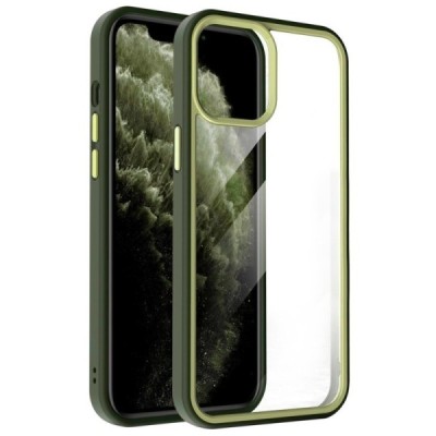 Apple iPhone 13 „X-Level“ Colorful silikoninis skaidrus permatomas dėklas su geltonu rėmeliu | Priedai.lt