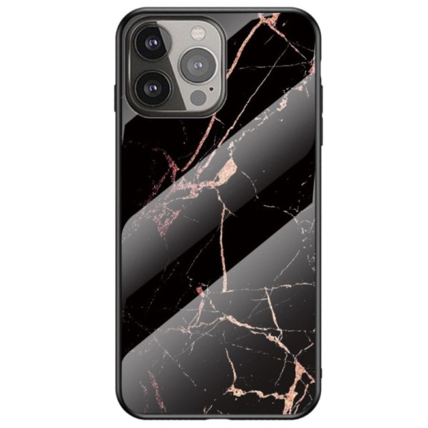 „Marble“ Kõva silikoon (TPU) kaaned - must / kuldne (iPhone 13 Pro Max)