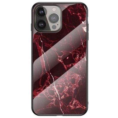 Apple iPhone 13 Pro Max „Marble“ kieto silikono TPU juodas / raudonas dėklas - nugarėlė | Priedai.lt