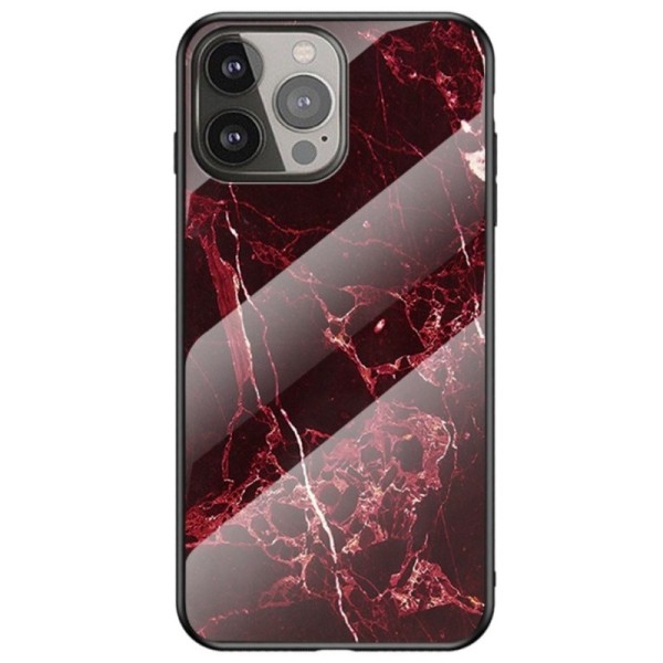 „Marble“ Kõva silikoon (TPU) kaaned - must / punane (iPhone 13 Pro)