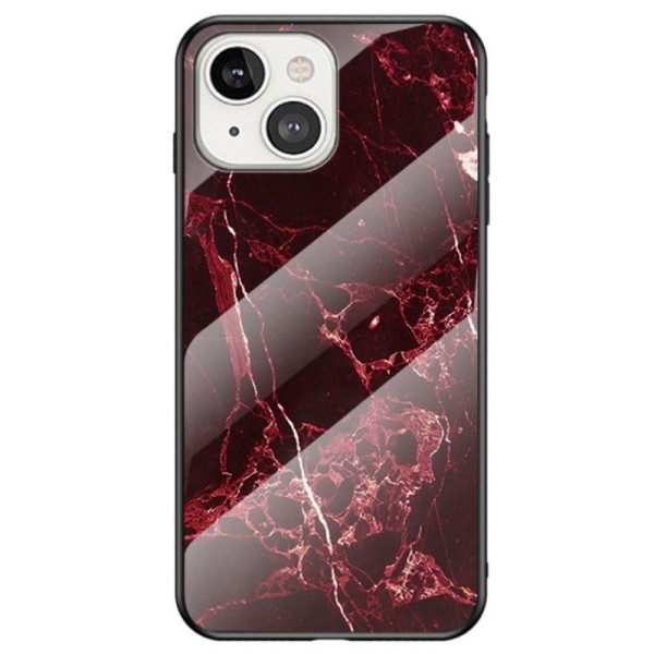 „Marble“ Kõva silikoon (TPU) kaaned - must / punane (iPhone 13)