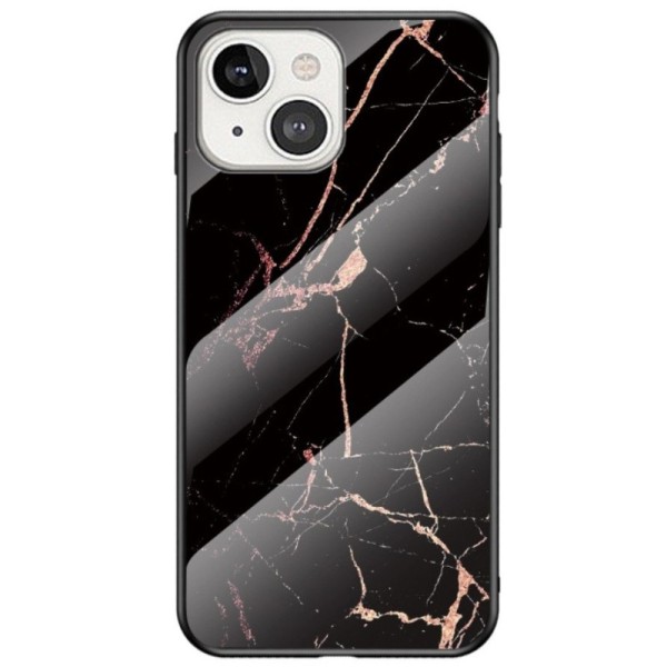 „Marble“ Kõva silikoon (TPU) kaaned - must / kuldne (iPhone 13 Mini)