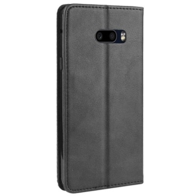 „Retro“ LG G8X ThinQ atverčiamas juodas dėklas knygelė | Priedai.lt