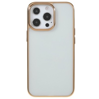 Apple iPhone 13 Pro „X-Level“ Glitter Case TPU silikoninis skaidrus permatomas plonas dėklas su auksiniu rėmeliu | Priedai.lt