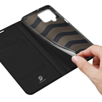Samsung Galaxy A22 4G „Dux Ducis“ Skin serijos  juodas odinis atverčiamas dėklas - knygutė | Priedai.lt