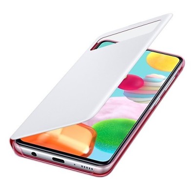 Samsung Galaxy A41 (A415F) originalus S View Wallet Cover atverčiamas baltas dėklas - knygutė | Priedai.lt