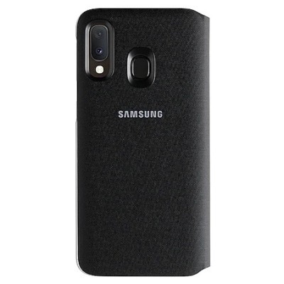 Samsung Galaxy A20e (A202F) originalus Wallet Cover atverčiamas juodas odinis dėklas - piniginė | Priedai.lt