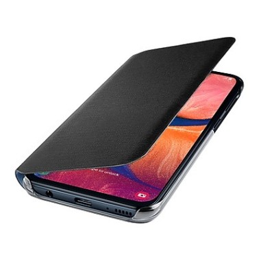 Samsung Galaxy A20e (A202F) originalus Wallet Cover atverčiamas juodas odinis dėklas - piniginė | Priedai.lt