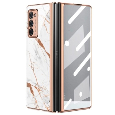Samsung Galaxy Z Fold2 5G (F916B) GKK Marble Glass plastikinis baltas dėklas - nugarėlė | Priedai.lt