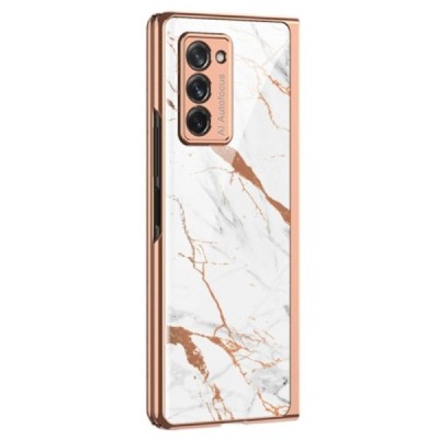 Samsung Galaxy Z Fold2 5G (F916B) GKK Marble Glass plastikinis baltas dėklas - nugarėlė | Priedai.lt