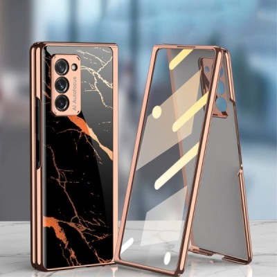 Samsung Galaxy Z Fold2 5G (F916B) GKK Marble Glass plastikinis baltas dėklas - nugarėlė | Priedai.lt