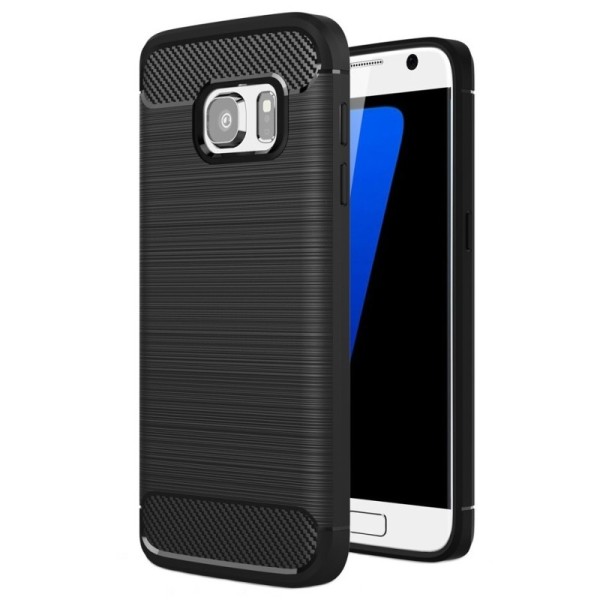 „Carbon“ Kõva silikoon (TPU) kaaned - must (Galaxy S7)