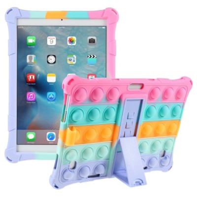 Apple iPad 9.7 (Air, Air 2 ,iPad 2 / 3 / 4) „Popit“ Bubble Kickstand minkšto silikono TPU rožinis dėklas - nugarėlė | Priedai.lt