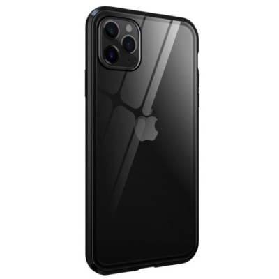 Apple iPhone 11 Pro Max Frame skaidrus (permatomas) magnetinis dvigubas plastikinis dėklas | Priedai.lt