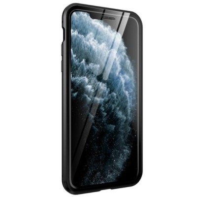 Apple iPhone 11 Pro Max Frame skaidrus (permatomas) magnetinis dvigubas plastikinis dėklas | Priedai.lt