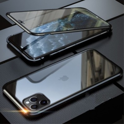 Apple iPhone 11 Pro Max Frame skaidrus (permatomas) magnetinis dvigubas plastikinis dėklas | Priedai.lt