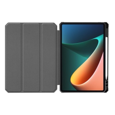 Xiaomi Pad 5 atverčiamas juodas odinis dėklas - knygutė su vieta liestukui | Priedai.lt
