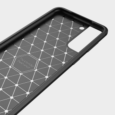 Samsung Galaxy S21 FE (Fan Edition) 5G „Carbon“ kieto silikono TPU juodas dėklas - nugarėlė | Priedai.lt