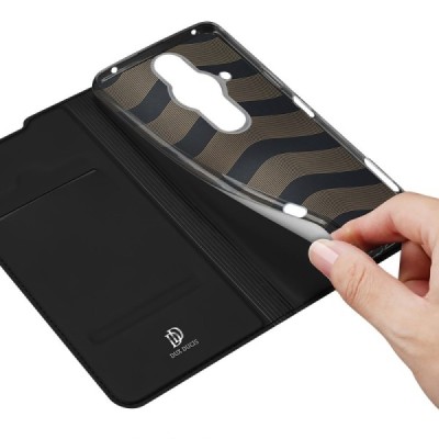 „Dux Ducis“ Skin serijos Sony Xperia Pro-I juodas odinis atverčiamas dėklas | Priedai.lt