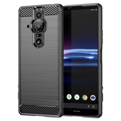 Sony Xperia Pro-I „Carbon“ kieto silikono TPU juodas dėklas - nugarėlė | Priedai.lt