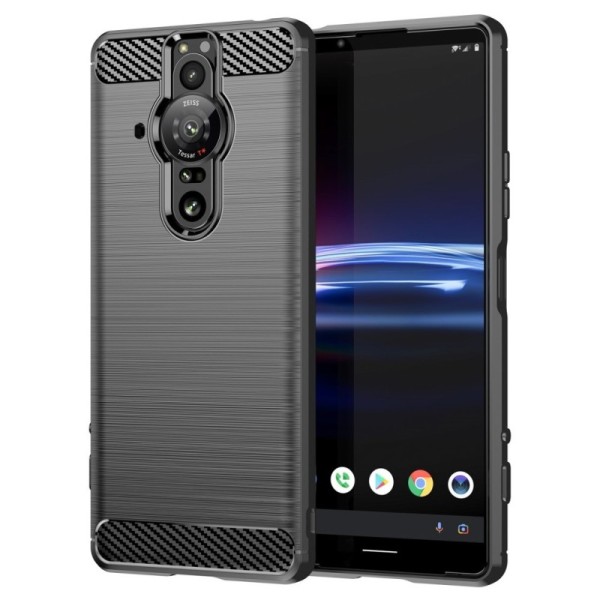 „Carbon“ Kõva silikoon (TPU) kaaned - must (Xperia Pro-I)