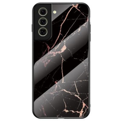 Samsung Galaxy S21 FE (Fan Edition) 5G „Marble“ kieto silikono TPU juodas / auksinis dėklas - nugarėlė | Priedai.lt
