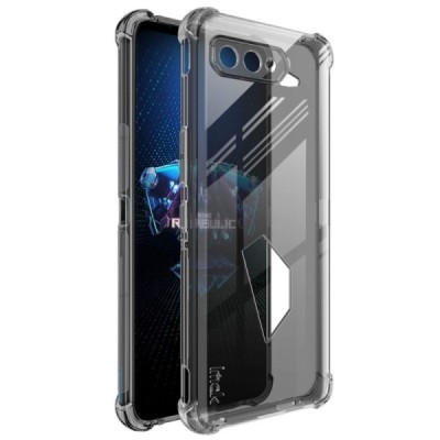 Asus Rog Phone 5 (5s) Imak sustiprintos apsaugos kieto silikono pilkas TPU skaidrus dėklas - nugarėlė + apsauginė ekrano plėvelė
