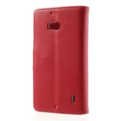 Nokia Lumia 930 atverčiamas raudonas odinis dėklas - piniginė / Priedai.lt