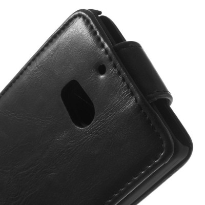 Nokia Lumia 930 klasikinis vertikaliai atverčiamas juodas odinis dėklas / Priedai.lt