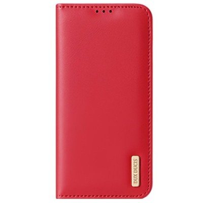 „Dux Ducis“ Hivo serijos Samsung Galaxy S22 5G (SM-S901X) raudonas odinis atverčiamas dėklas | Priedai.lt
