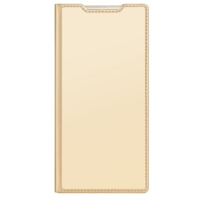 „Dux Ducis“ Skin serijos Samsung Galaxy S22 Ultra 5G (SM-S908X) auksinis odinis atverčiamas dėklas | Priedai.lt