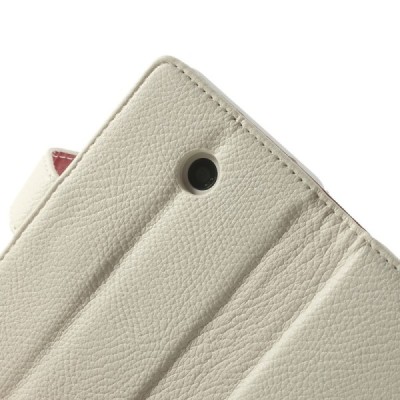 Nokia Lumia 635 atverčiamas baltas odinis dėklas - piniginė / Priedai.lt
