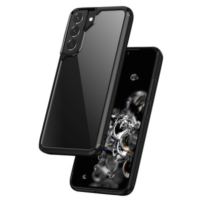 Samsung Galaxy S22 Ultra 5G (SM-S908X) „IPAKY“ Royal silikoninis skaidrus permatomas dėklas su juodu rėmeliu | Priedai.lt