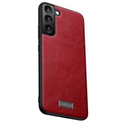 „Sulada“ Leather Samsung Galaxy S22+ 5G (SM-S906X) raudonas odinis dėklas - nugarėlė | Priedai.lt