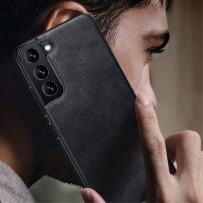 „Sulada“ Leather Samsung Galaxy S22 5G (SM-S901X) juodas odinis dėklas - nugarėlė | Priedai.lt