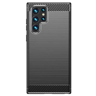 Samsung Galaxy S22 Ultra 5G (SM-S908X) „Carbon“ kieto silikono TPU juodas dėklas - nugarėlė | Priedai.lt