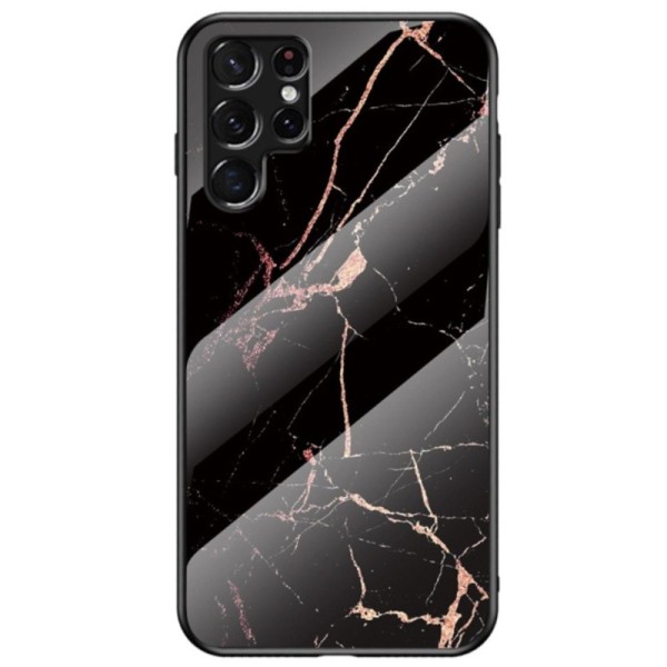 „Marble“ Kõva silikoon (TPU) kaaned - must / kuldne (Galaxy S22 Ultra 5G)