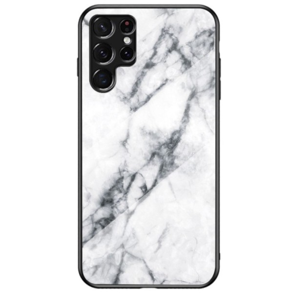 „Marble“ Kõva silikoon (TPU) kaaned - valge (Galaxy S22 Ultra 5G)