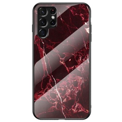 Samsung Galaxy S22 Ultra 5G (SM-S908X) „Marble“ kieto silikono TPU raudonas dėklas - nugarėlė | Priedai.lt