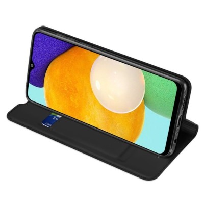 „Dux Ducis“ Skin serijos Samsung Galaxy A13 4G (SM-A135F, SM-A137F) juodas odinis atverčiamas dėklas | Priedai.lt