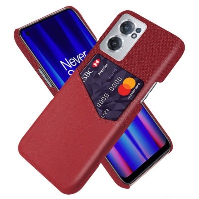 „KSQ“ Shell OnePlus Nord CE 2 raudonas odinis dėklas - nugarėlė su kišenėle kortelėms | Priedai.lt