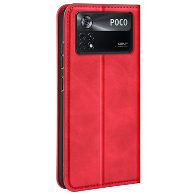 Xiaomi Poco X4 Pro „Split“ raudonas odinis atverčiamas dėklas - knygutė | Priedai.lt
