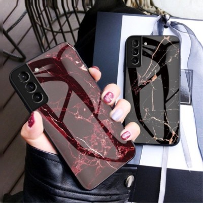 Samsung Galaxy S22 5G (SM-S901X) „Marble“ kieto silikono TPU raudonas dėklas - nugarėlė | Priedai.lt