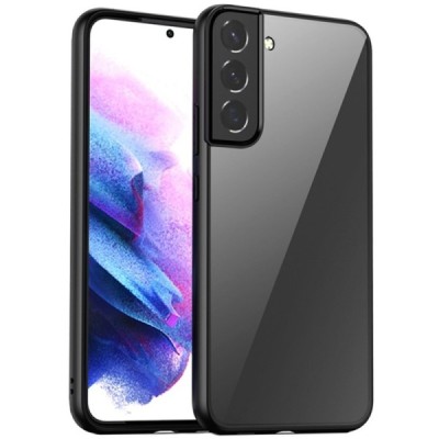 Samsung Galaxy S22+ 5G (SM-S906X) „IPAKY“ Slim silikoninis skaidrus permatomas dėklas su juodu rėmeliu | Priedai.lt