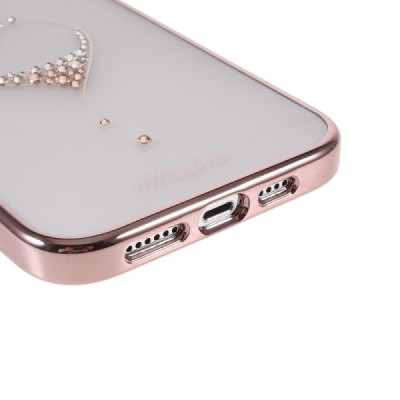 Apple iPhone 13 Pro Max Kingxbar Crystal  Love Swarovski plastikinis skaidrus permatomas rožinis dėklas su kristalais | Priedai.