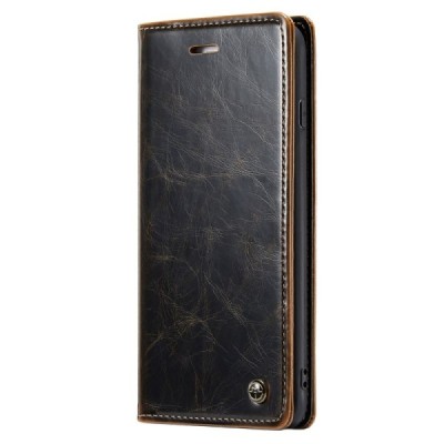 Apple iPhone 6 Plus (6s Plus, 7 Plus, 8 Plus) „CaseMe“ solidus atverčiamas rudas odinis dėklas - knygutė / Priedai.lt